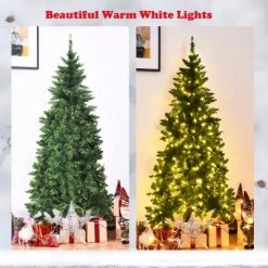Costway 6ft Pre-lit PVC Artificial Half Christmas Tree 250 LED Lights -Christmas Trees Sales Store unnamed file 3035