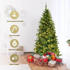 Costway 6ft Pre-lit PVC Artificial Half Christmas Tree 250 LED Lights -Christmas Trees Sales Store unnamed file 3036