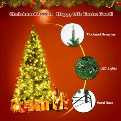 Costway 6ft Pre-lit PVC Artificial Half Christmas Tree 250 LED Lights -Christmas Trees Sales Store unnamed file 3039