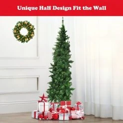 Costway 6ft Pre-lit PVC Artificial Half Christmas Tree 250 LED Lights -Christmas Trees Sales Store unnamed file 3040