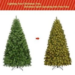 Costway Pre-Lit PVC Christmas Tree 6Ft Spruce Hinged 560 LED Lights 10 Costway Pre-Lit PVC Christmas Tree 6Ft Spruce Hinged 560 LED Lights -Christmas Trees Sales Store unnamed file 3045