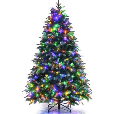 Tangkula Hinged Life-Like Christmas Tree W/ LED Lights Pre-Lit Artificial Xmas Tree W/ PE & PVC Leaves 2 Tangkula Hinged Life-Like Christmas Tree W/ LED Lights Pre-Lit Artificial Xmas Tree W/ PE & PVC Leaves - Image 2