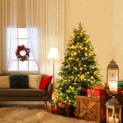 Tangkula Hinged Life-Like Christmas Tree W/ LED Lights Pre-Lit Artificial Xmas Tree W/ PE & PVC Leaves 19 Tangkula Hinged Life-Like Christmas Tree W/ LED Lights Pre-Lit Artificial Xmas Tree W/ PE & PVC Leaves -Christmas Trees Sales Store unnamed file 3055