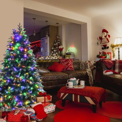 Tangkula Hinged Life-Like Christmas Tree W/ LED Lights Pre-Lit Artificial Xmas Tree W/ PE & PVC Leaves 8 Tangkula Hinged Life-Like Christmas Tree W/ LED Lights Pre-Lit Artificial Xmas Tree W/ PE & PVC Leaves - Image 8