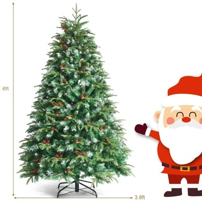 Tangkula Hinged Life-Like Christmas Tree W/ LED Lights Pre-Lit Artificial Xmas Tree W/ PE & PVC Leaves 9 Tangkula Hinged Life-Like Christmas Tree W/ LED Lights Pre-Lit Artificial Xmas Tree W/ PE & PVC Leaves - Image 9
