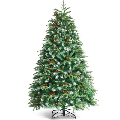 Tangkula Hinged Life-Like Christmas Tree W/ LED Lights Pre-Lit Artificial Xmas Tree W/ PE & PVC Leaves 10 Tangkula Hinged Life-Like Christmas Tree W/ LED Lights Pre-Lit Artificial Xmas Tree W/ PE & PVC Leaves - Image 10