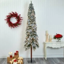 9ft Nearly Natural Pre-Lit Flocked Slim Grand Alpine Artificial Christmas Tree Clear Lights -Christmas Trees Sales Store unnamed file 3067