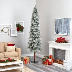 9ft Nearly Natural Pre-Lit Flocked Slim Grand Alpine Artificial Christmas Tree Clear Lights -Christmas Trees Sales Store unnamed file 3069