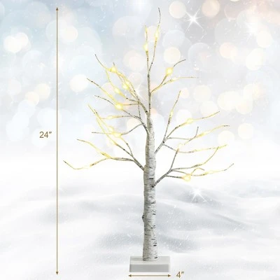 Costway 2ft Pre-lit White Twig Birch Tree Battery Powered for Christmas Holiday 3 Costway 2ft Pre-lit White Twig Birch Tree Battery Powered for Christmas Holiday - Image 3