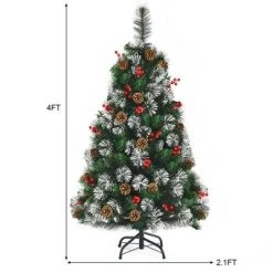 Costway 4ft Snowy Artificial Christmas Tree Pre-Decorated w/ Pine Cones and Red Berries 11 Costway 4ft Snowy Artificial Christmas Tree Pre-Decorated w/ Pine Cones and Red Berries -Christmas Trees Sales Store unnamed file 3081