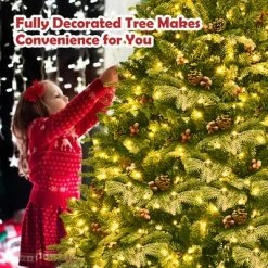 Costway 6.5Ft Pre-lit Snow Flocked Hinged Artificial Christmas Spruce Tree w/ 450 Lights -Christmas Trees Sales Store unnamed file 3093