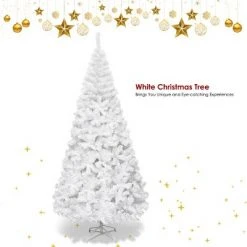 Tangkula 8ft White Artificial PVC Christmas Tree Festive Winter Tree w/ Stand (Indoor/Outdoor) -Christmas Trees Sales Store unnamed file 3099