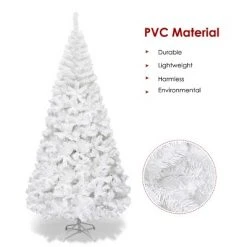 Tangkula 8ft White Artificial PVC Christmas Tree Festive Winter Tree w/ Stand (Indoor/Outdoor) -Christmas Trees Sales Store unnamed file 3100