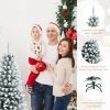 Tangkula 4.5FT Slim Snow-Flocked Christmas Tre Hinged Pencil Tree W/ 373 Branch Tips Premium PE & PVC
