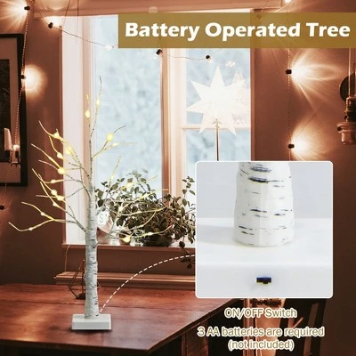 Costway 2ft Pre-lit White Twig Birch Tree Battery Powered for Christmas Holiday 7 Costway 2ft Pre-lit White Twig Birch Tree Battery Powered for Christmas Holiday - Image 7
