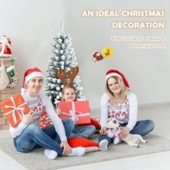 Tangkula 4.5FT Slim Snow-Flocked Christmas Tre Hinged Pencil Tree W/ 373 Branch Tips Premium PE & PVC -Christmas Trees Sales Store unnamed file 3110