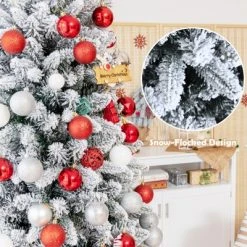 Tangkula 4.5FT Slim Snow-Flocked Christmas Tre Hinged Pencil Tree W/ 373 Branch Tips Premium PE & PVC -Christmas Trees Sales Store unnamed file 3112