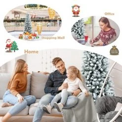 Tangkula 4.5FT Slim Snow-Flocked Christmas Tre Hinged Pencil Tree W/ 373 Branch Tips Premium PE & PVC -Christmas Trees Sales Store unnamed file 3113