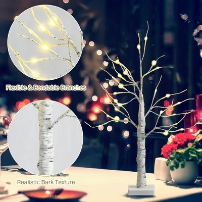 Costway 2ft Pre-lit White Twig Birch Tree Battery Powered for Christmas Holiday 8 Costway 2ft Pre-lit White Twig Birch Tree Battery Powered for Christmas Holiday - Image 8