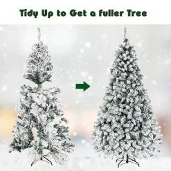 Tangkula Snow Flocked Christmas Tree Hinged Pine Tree with Solid Metal Stand -Christmas Trees Sales Store unnamed file 3125