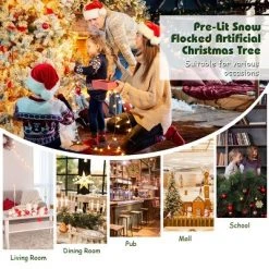 Tangkula Snow Flocked Christmas Tree Hinged Pine Tree with Solid Metal Stand -Christmas Trees Sales Store unnamed file 3126