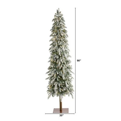 7.5ft Nearly Natural Pre-Lit LED Flocked Washington Alpine Slim Artificial Christmas Tree Warm White Lights 1 7.5ft Nearly Natural Pre-Lit LED Flocked Washington Alpine Slim Artificial Christmas Tree Warm White Lights