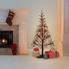 Alpine Corporation Alpine Festive Artificial Christmas Tree with Warm White LED Lights Red