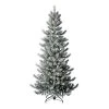 Home Heritage 7 Foot Snow Flocked Natural Pine Prelit Artificial Christmas Tree with Warm White Fairy Lights, On/Off Foot Pedal, and Metal Stand