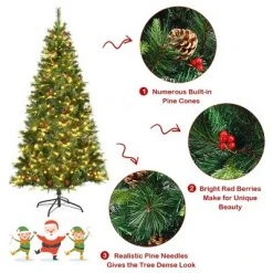 Costway 7Ft Pre-lit Hinged PE Artificial Christmas Tree w/ 350 LED Lights & Pine Cones 16 Costway 7Ft Pre-lit Hinged PE Artificial Christmas Tree w/ 350 LED Lights & Pine Cones -Christmas Trees Sales Store unnamed file 3200