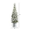 3ft Nearly Natural Unlit Flocked Pine Tree Artificial Christmas Tree in Tin Planter