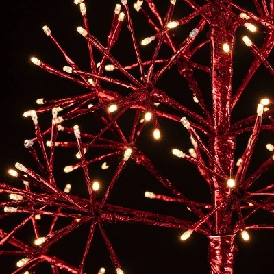 Alpine Corporation Alpine Festive Artificial Christmas Tree with Warm White LED Lights Red 4 Alpine Corporation Alpine Festive Artificial Christmas Tree with Warm White LED Lights Red - Image 4