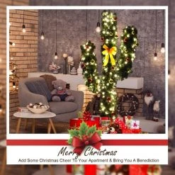 Costway 6Ft Pre-Lit Cactus Christmas Tree LED Lights Ball Ornaments -Christmas Trees Sales Store unnamed file 3217