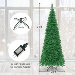 Tangkula 7.5ft Pencil Christmas Tree Pre-Lit Hinged Artificial Decoration w/ 350 Warm White Lights -Christmas Trees Sales Store unnamed file 3242