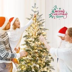 Tangkula 6ft Artificial Snow Flocked Pencil Christmas Tree Pre-Lit Faux-Pine Tree W/250 Warm White LED Lights -Christmas Trees Sales Store unnamed file 3248