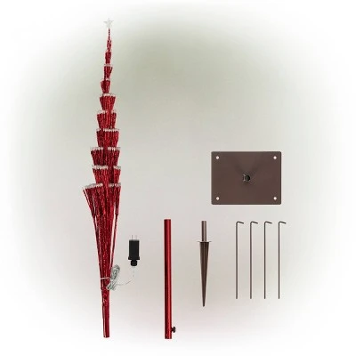 Alpine Corporation Alpine Festive Artificial Christmas Tree with Warm White LED Lights Red 8 Alpine Corporation Alpine Festive Artificial Christmas Tree with Warm White LED Lights Red - Image 8