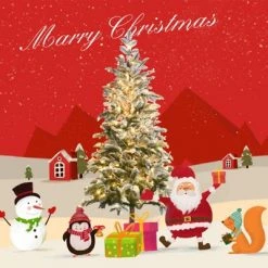 Tangkula 6ft Artificial Snow Flocked Pencil Christmas Tree Pre-Lit Faux-Pine Tree W/250 Warm White LED Lights -Christmas Trees Sales Store unnamed file 3250