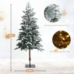 Tangkula 6ft Artificial Snow Flocked Pencil Christmas Tree Pre-Lit Faux-Pine Tree W/250 Warm White LED Lights -Christmas Trees Sales Store unnamed file 3251