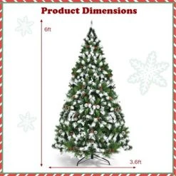 Tangkula 6ft Pre-lit Snowy Christmas Tree Pre-strung Xmas Decoration Tree w/ 250 Warm White LED Lights & 818 PVC Tips 20 Tangkula 6ft Pre-lit Snowy Christmas Tree Pre-strung Xmas Decoration Tree w/ 250 Warm White LED Lights & 818 PVC Tips -Christmas Trees Sales Store unnamed file 3260