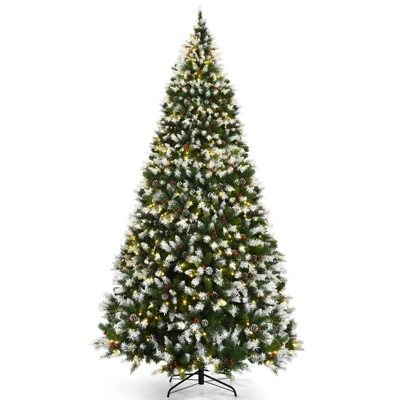 Tangkula 6ft Pre-lit Snowy Christmas Tree Pre-strung Xmas Decoration Tree w/ 250 Warm White LED Lights & 818 PVC Tips 12 Tangkula 6ft Pre-lit Snowy Christmas Tree Pre-strung Xmas Decoration Tree w/ 250 Warm White LED Lights & 818 PVC Tips - Image 12