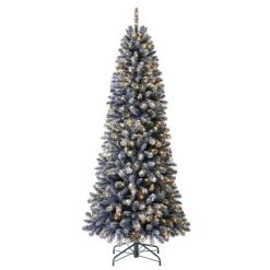 Home Heritage Anson 7-Foot Pencil Pine Flocked Artificial Christmas Tree Prelit with 300 White Microdot LED Lights, 747 PVC Foliage Tips, Stand 13 Home Heritage Anson 7-Foot Pencil Pine Flocked Artificial Christmas Tree Prelit with 300 White Microdot LED Lights, 747 PVC Foliage Tips, Stand -Christmas Trees Sales Store unnamed file 3278