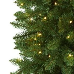 Nearly Natural Pre-Lit LED Slim Green Mountain Pine Artificial Christmas Tree Clear Lights