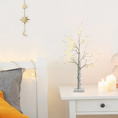 Tangkula Artificial White Birch Tree 2ft Pre-lit Tabletop Christmas Tree w/ 24 Battery-operated Warm White LED Lights 3 Tangkula Artificial White Birch Tree 2ft Pre-lit Tabletop Christmas Tree w/ 24 Battery-operated Warm White LED Lights - Image 3