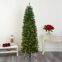 Nearly Natural Pre-Lit LED Slim Green Mountain Pine Artificial Christmas Tree Clear Lights -Christmas Trees Sales Store unnamed file 3282