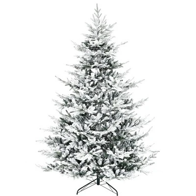 HOMCOM 8 Foot Pine Snow Flocked Artificial Christmas Tree with 1479 Realistic Cedar Branches, Auto Open, Home Holiday Decoration, Green 3 HOMCOM 8 Foot Pine Snow Flocked Artificial Christmas Tree with 1479 Realistic Cedar Branches, Auto Open, Home Holiday Decoration, Green - Image 3