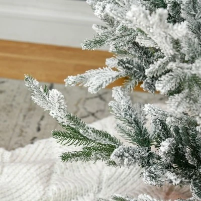 HOMCOM 8 Foot Pine Snow Flocked Artificial Christmas Tree with 1479 Realistic Cedar Branches, Auto Open, Home Holiday Decoration, Green 4 HOMCOM 8 Foot Pine Snow Flocked Artificial Christmas Tree with 1479 Realistic Cedar Branches, Auto Open, Home Holiday Decoration, Green - Image 4