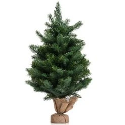 Costway 24''Pre-Lit Tabletop Fir Christmas Tree 35 LED Lights Timer