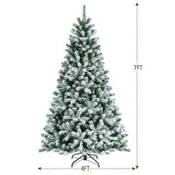 Costway 7ft Pre-lit Snow Flocked Hinged Christmas Tree w/1116 Tips & Metal Stand 11 Costway 7ft Pre-lit Snow Flocked Hinged Christmas Tree w/1116 Tips & Metal Stand -Christmas Trees Sales Store unnamed file 3308