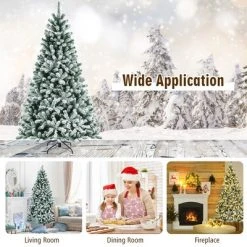 Costway 7ft Pre-lit Snow Flocked Hinged Christmas Tree w/1116 Tips & Metal Stand 13 Costway 7ft Pre-lit Snow Flocked Hinged Christmas Tree w/1116 Tips & Metal Stand -Christmas Trees Sales Store unnamed file 3310