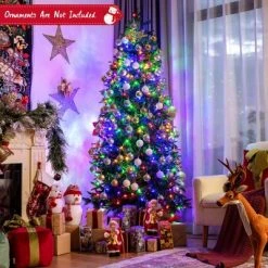 Costway 7ft Pre-lit Hinged Christmas Tree w/ 450 LED Lights & 9 Dynamic Effects