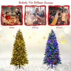 Costway 7ft Pre-lit Hinged Christmas Tree w/ 450 LED Lights & 9 Dynamic Effects -Christmas Trees Sales Store unnamed file 3330